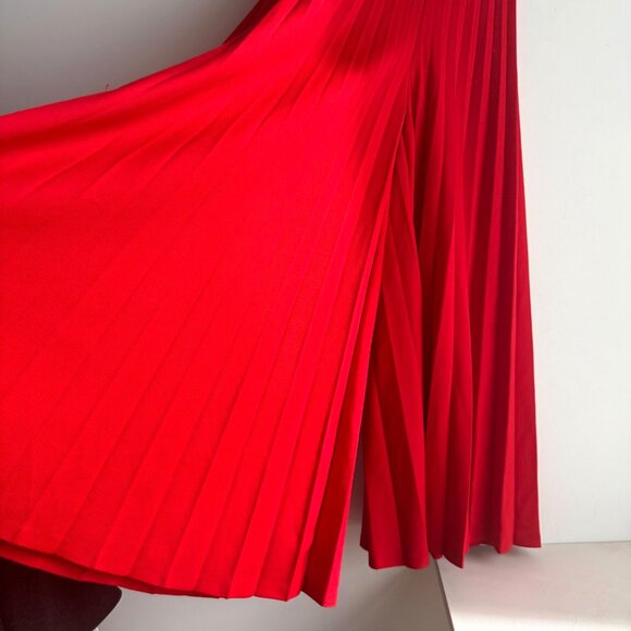 Vintage 70s Pleated Super Wide Leg Palazzo Pants Bright Red XS/S - Picture 2 of 6